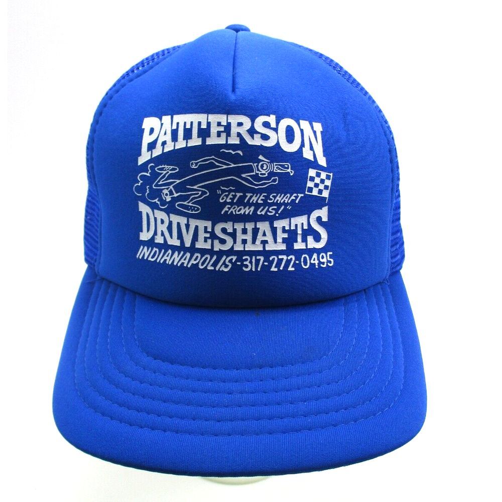 Vintage Patterson Drive Shafts Indianapolis Blue Mesh Snapback Trucker Hat Cap